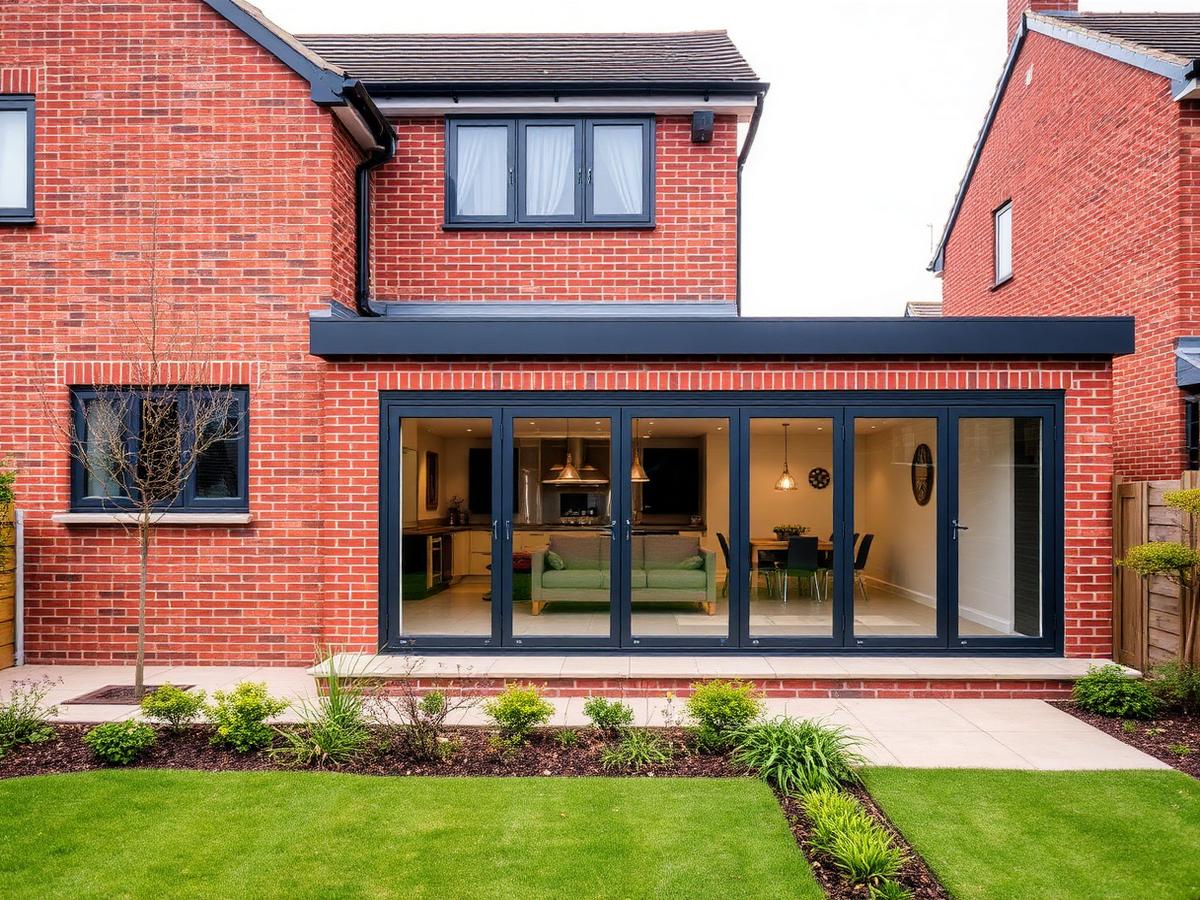 Red brick single storey house extension